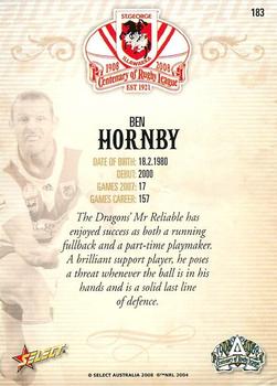 2008 NRL Centenary #183 Ben Hornby Back